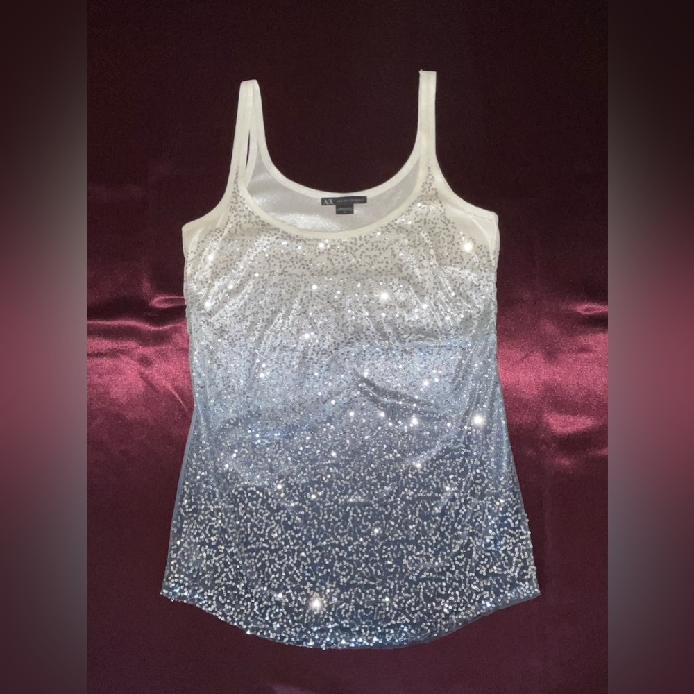 Armani Exchange ombré sequin top